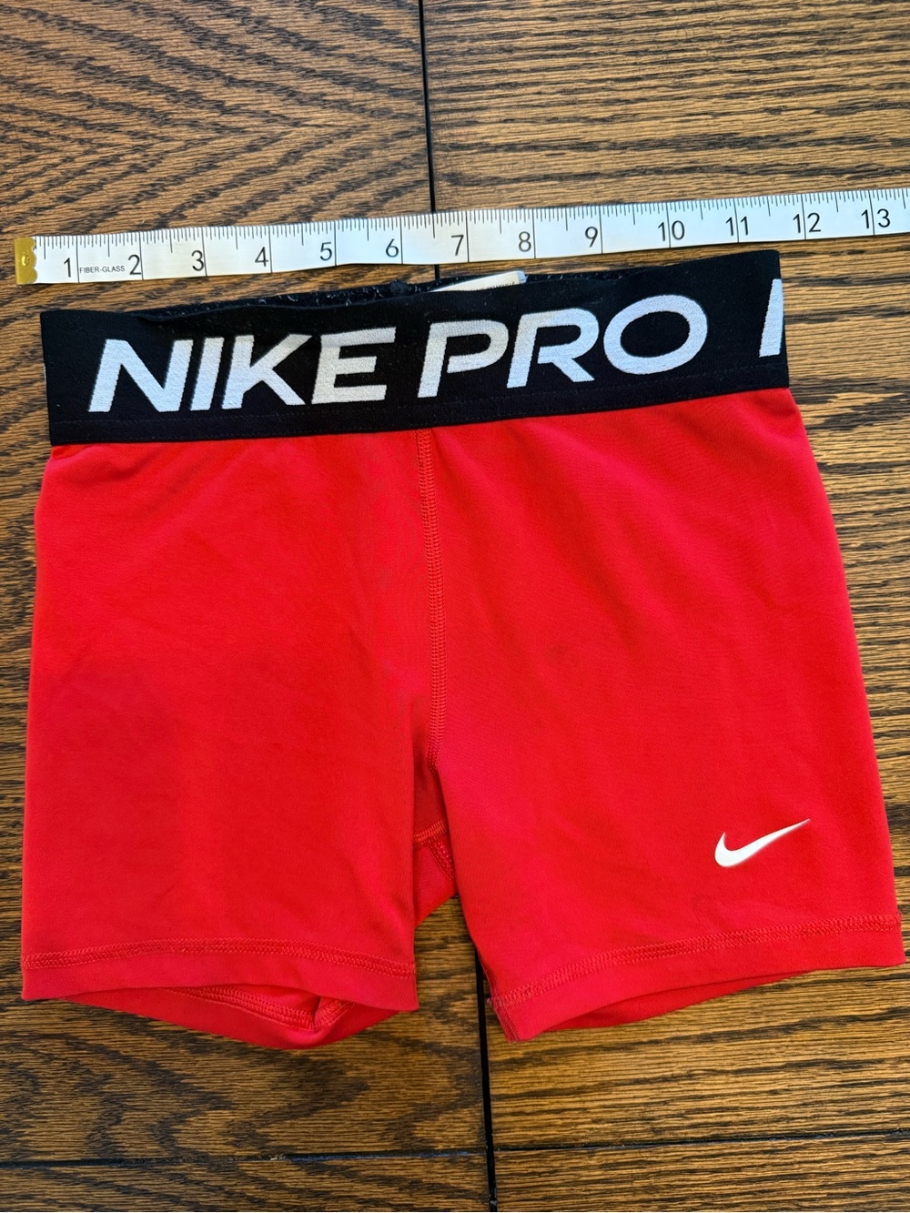 Nike Kids Red Compression Shorts with Black Nike Pro Waistband